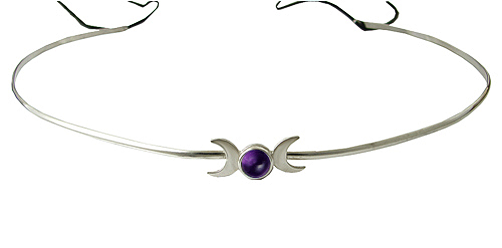 Sterling Silver Renaissance Style Headpiece Circlet Tiara With Amethyst